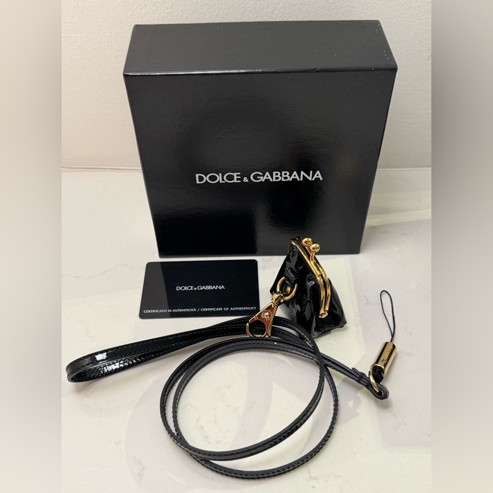 Dolce & Gabbana Glossy Black and Gold Key Holder